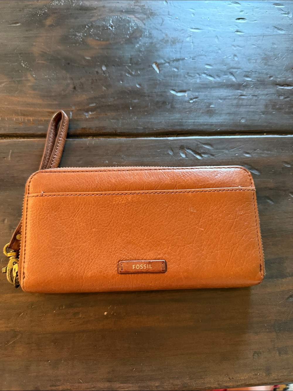 Fossil Leather Zip Wristlet Wallet